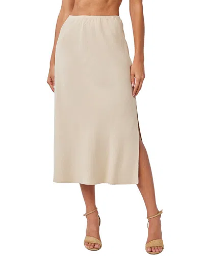Bella Dahl Side Slit Linen-blend Bias Skirt In Neutral