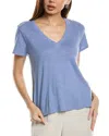 Bella Dahl Side Slit V-neck T-shirt In Blue