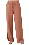 Bella Dahl Side Slit Wide Leg Linen Drawstring Pants