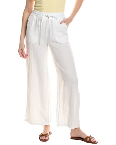 Bella Dahl Side Slit Wide Leg Linen Pant In White