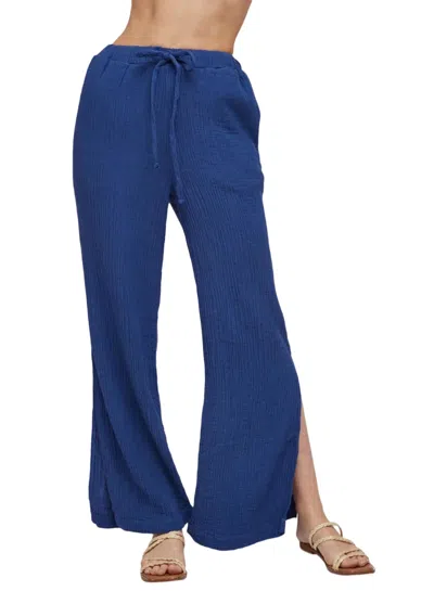 Bella Dahl Side Slit Wide Leg Pant In Bright Night In Multi