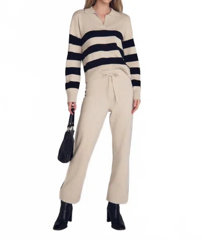 Bella Dahl Side Stripe Straight Leg Pant In Oat & Black In Neutral