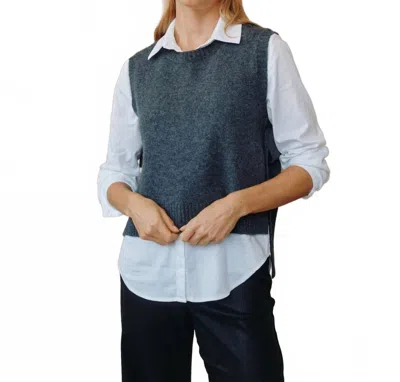 Bella Dahl Side Tie Vest In Charcoal In Blue