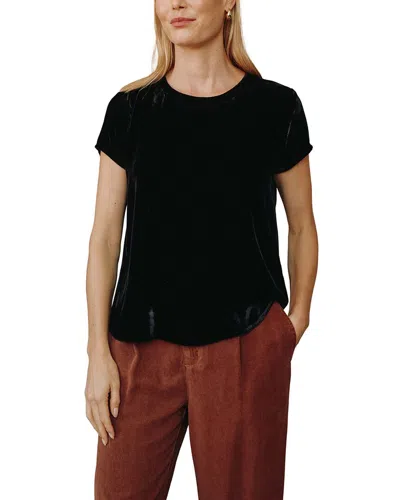 Bella Dahl Silk-blend Crew T-shirt In Black