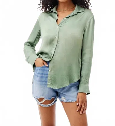 Bella Dahl Silky Slit Button Down Shirt In Sage In Multi