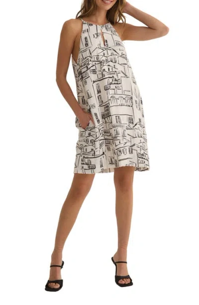 Bella Dahl Sketch Print Minidress In Amalfi Sketch Print