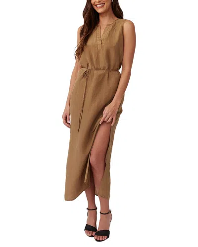 Bella Dahl Sleeveless Belted Linen-blend Maxi Dress In Brown