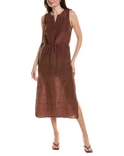 Bella Dahl Sleeveless Belted Linen-blend Maxi Dress In Brown