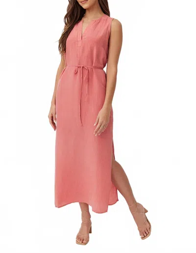 Bella Dahl Sleeveless Belted Maxi Dress In Safi Coral In Pink