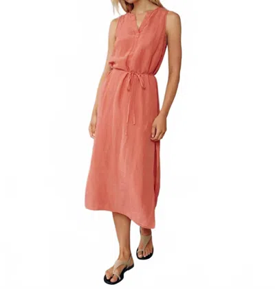 Bella Dahl Sleeveless Belted Maxi Dress In Safi Coral In Transparent