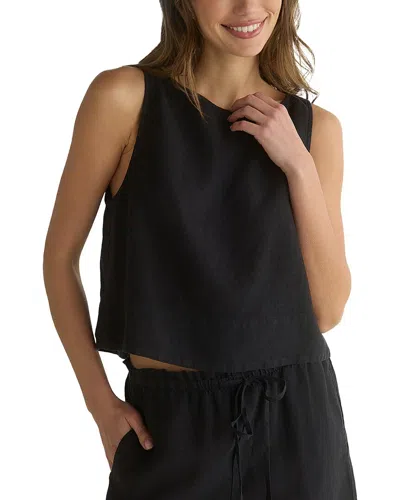 Bella Dahl Sleeveless Boat Neck Split Back Top In Black In Animal Print