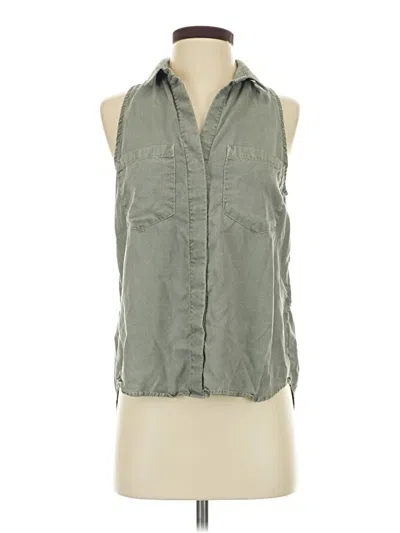 Pre-owned Bella Dahl Sleeveless Button Down Shirt In Green