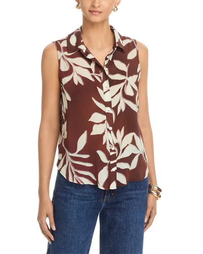 Bella Dahl Sleeveless Button Front Top In Brown
