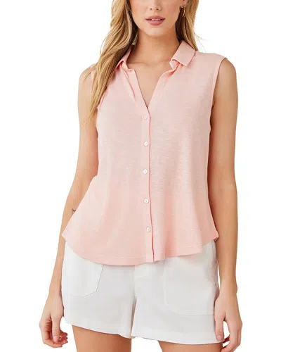 Bella Dahl Sleeveless Button Front Top In Pink