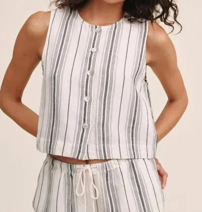 Bella Dahl Sleeveless Button Front Top In Boardwalk Stripe In White