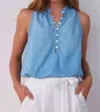 Bella Dahl Sleeveless Elastic Waist Tank Pullover In Caribbean Wash In Multi