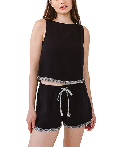 Bella Dahl Sleeveless Frayed Trim Tank In Black