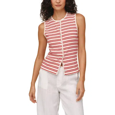 Bella Dahl Sleeveless Fitted Button Down Top In Sunset Sail Stripe In Black