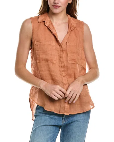 Bella Dahl Sleeveless Hipster Linen Shirt In Brown