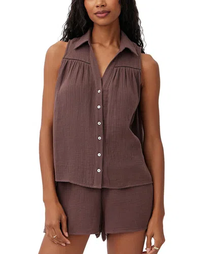 Bella Dahl Sleeveless Ladder Trim Shirt In Brown