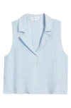 Bella Dahl Sleeveless Linen Button-up Shirt In Blue