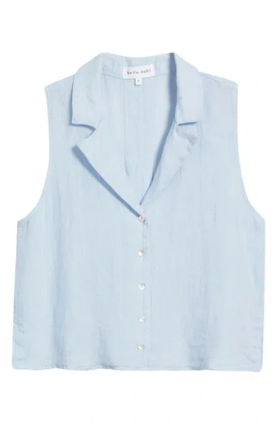 Bella Dahl Sleeveless Linen Button-up Shirt In Blue