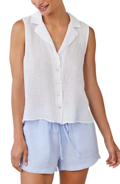 Bella Dahl Sleeveless Linen Button-up Shirt In White
