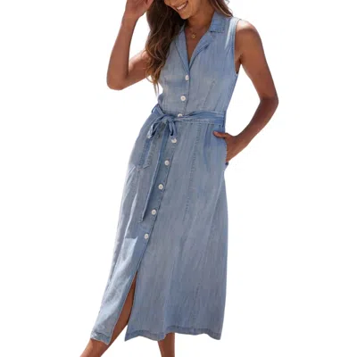 Bella Dahl Sleeveless Midi Dress In Caribbean Wash In Blue