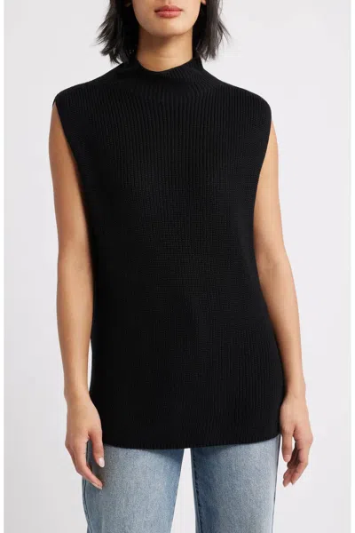 Bella Dahl Sleeveless Mock Neck Tunic Sweater In Black