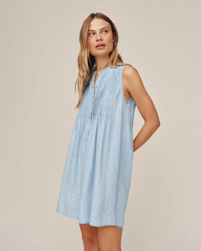Bella Dahl Sleeveless Pintuck Dress In Blue