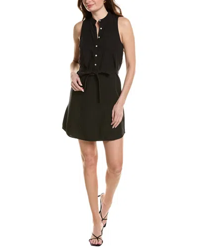 Bella Dahl Sleeveless Placket Linen-blend Dress In Black