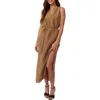 Bella Dahl Sleeveless Removable Tie Belt Linen Blend Maxi Dress In Brown