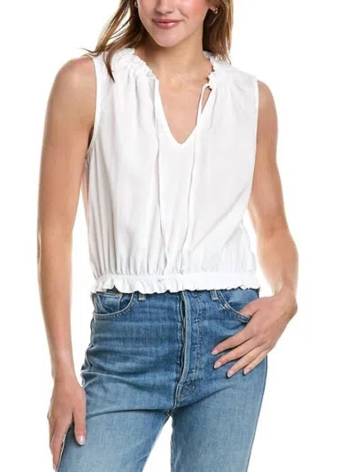 Bella Dahl Sleeveless Ruffle Edge Pullover Top In White