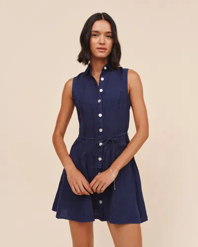 Bella Dahl Sleeveless Seamed Shirt Dress In Blue
