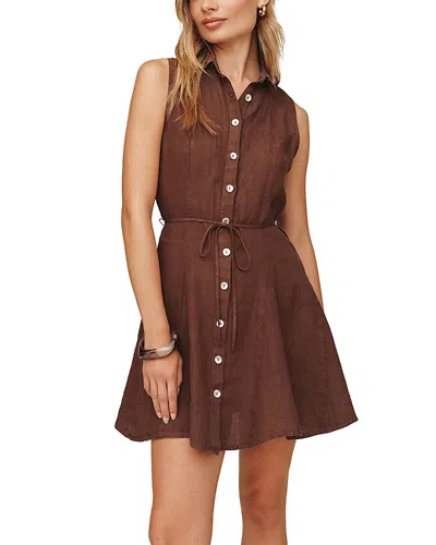 Bella Dahl Sleeveless Seamed Shirt Dress In Brown