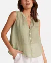 Bella Dahl Sleeveless Shirred Shoulder Blouse In Pale Palm In Multi
