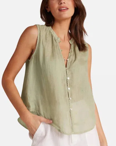 Bella Dahl Sleeveless Shirred Shoulder Blouse In Pale Palm