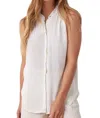 Bella Dahl Smocked Button Down Linen-blend Shirt In White