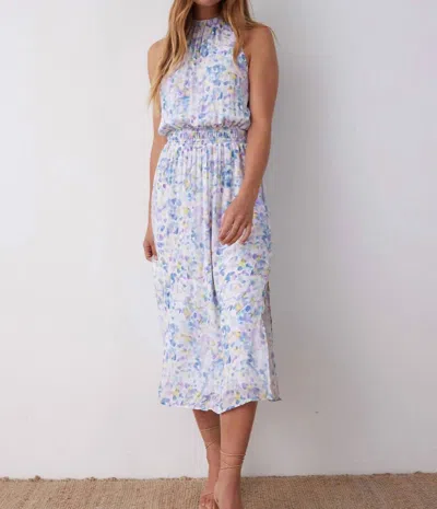 Bella Dahl Sleeveless Smocked Waist Midi Dress In Orchid Floral In Blue