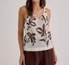 Bella Dahl Sleeveless Sweater Top In Brown Palm Print In Multi