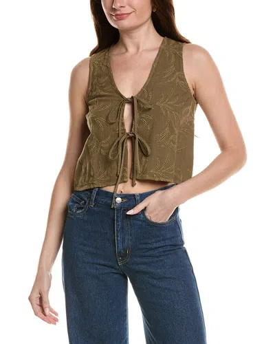Bella Dahl Sleeveless Tie Front Linen-blend Top In Green