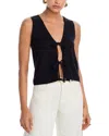 Bella Dahl Tie Front Linen Blend Sweater Vest In Multi