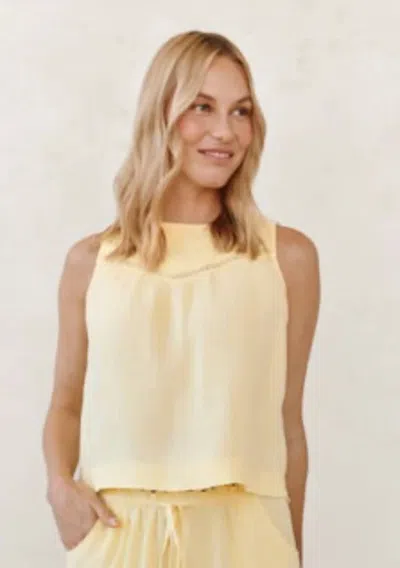 Bella Dahl Sleeveless Trimmed Yoke Top In Lemon Drop In Brown