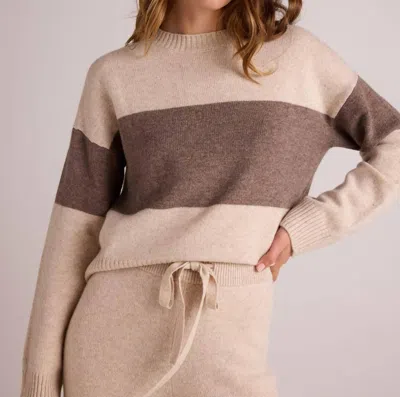 BELLA DAHL SLOUCHY CREW NECK SWEATER IN OAT & FAWN