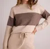 BELLA DAHL SLOUCHY CREW NECK SWEATER IN OAT & FAWN