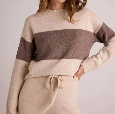 BELLA DAHL SLOUCHY CREW NECK SWEATER IN OAT & FAWN