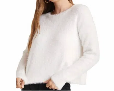 Bella Dahl Slouchy Crew Sweater In White In Burgundy
