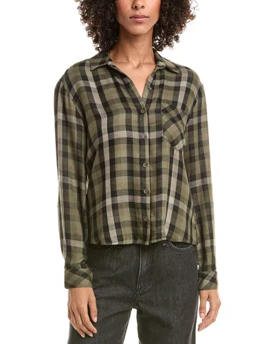 Bella Dahl Slouchy Pocket Button Down Shirt In Green