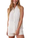 Bella Dahl Smocked Button Down Linen-blend Shirt