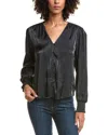 Bella Dahl Smocked Cuff Blouse In Black